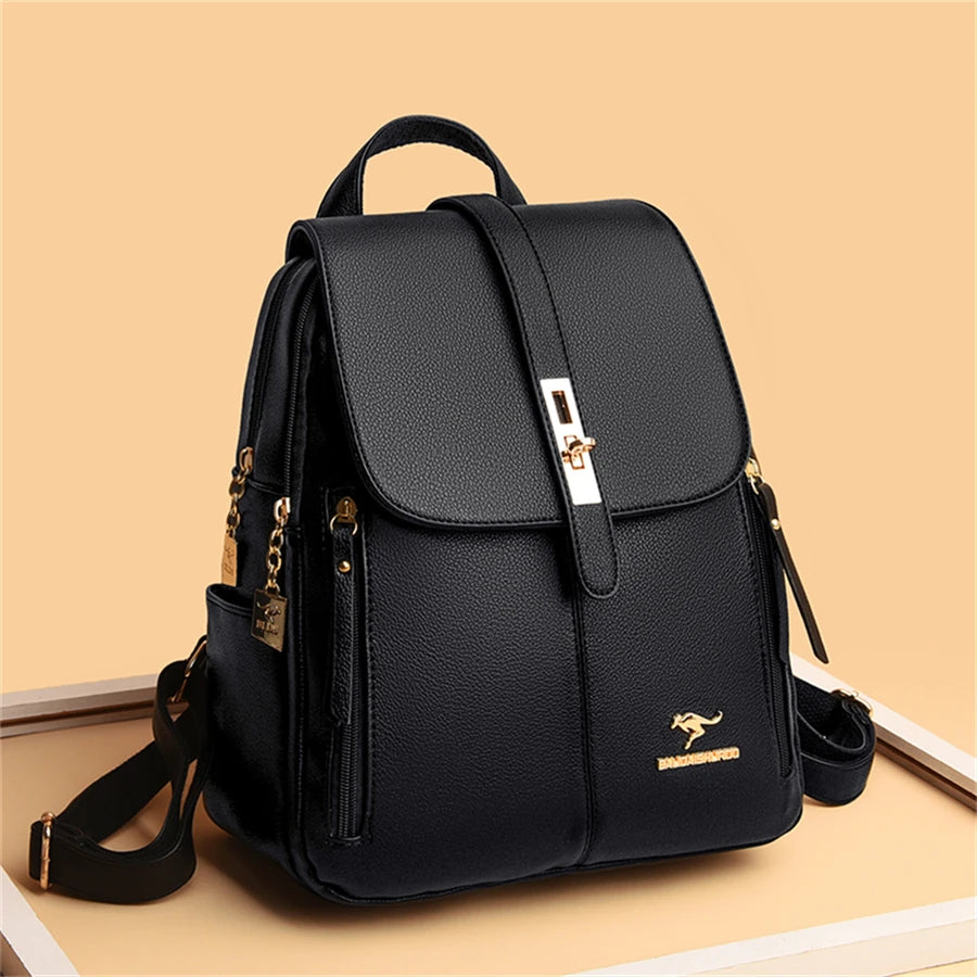 Luxury Women Leather Backpacks for Girls Casual Daypack