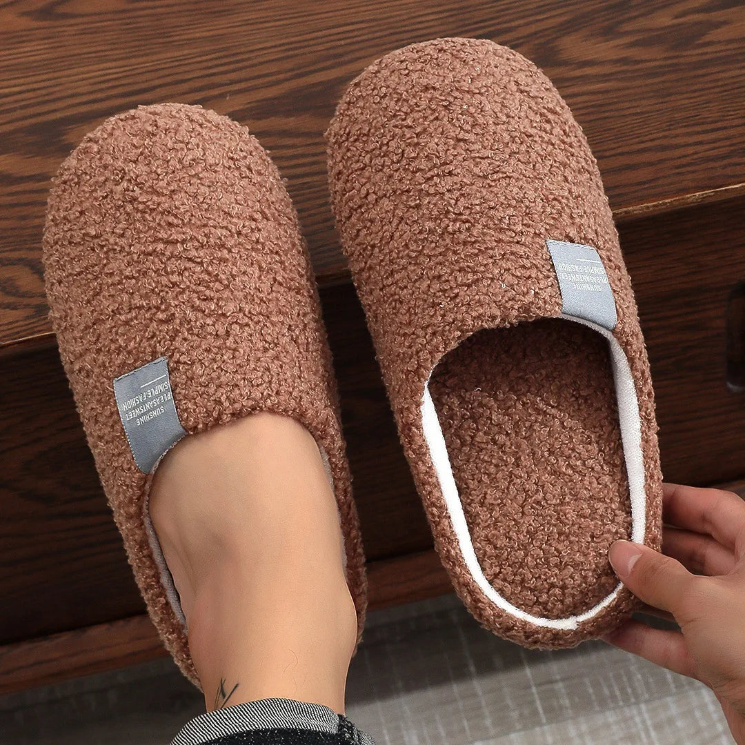 Couples Home Slippers Soft Fur Warm Indoor Flat Slides