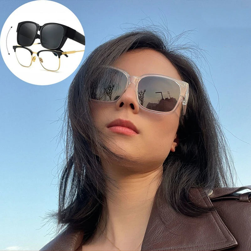 Men Women Polarized Sunglasses Over Myopia Glasses Vintage Outdoor Goggles