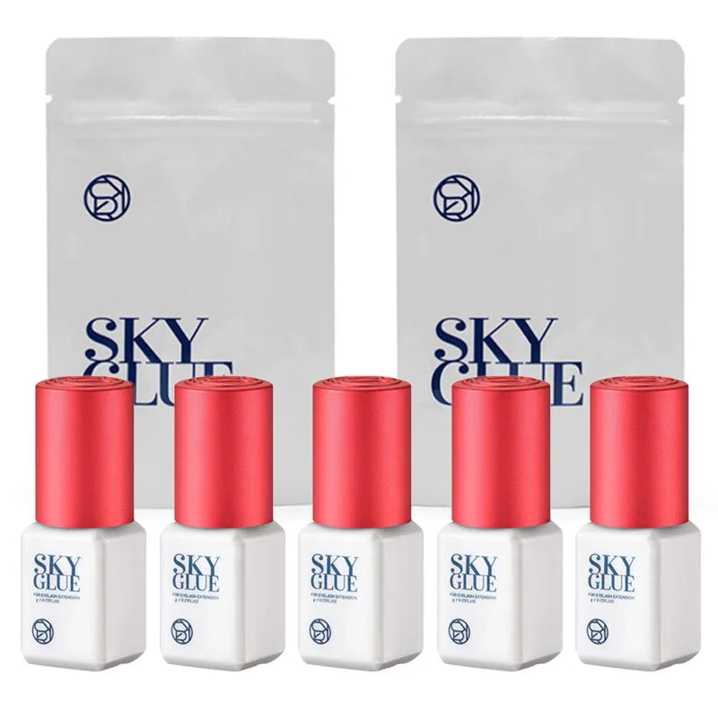 5 Bottles SKY S Plus Eyelash Extension Glue 5ml Red Cap Original Korean Adhesive for Professional Use