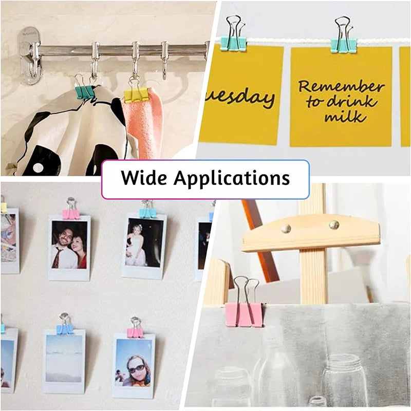 50Pcs Colorful Mini Metal Binder Clips 15mm for School Office