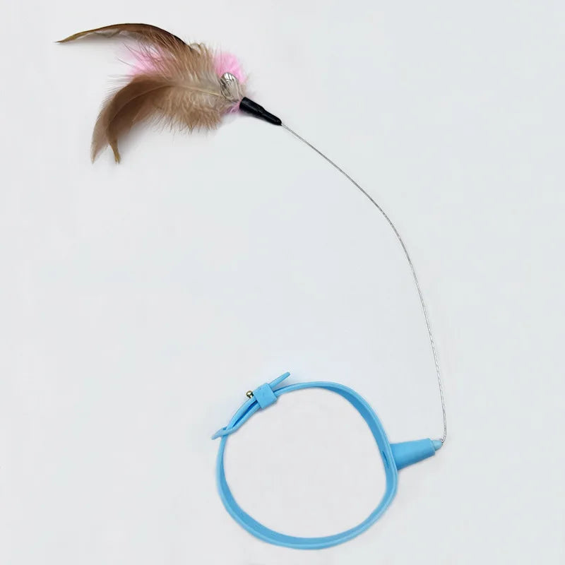 New hot product collar for cat teaser self-entertainment cat toy neck collar feather bell cat toy pet supplies