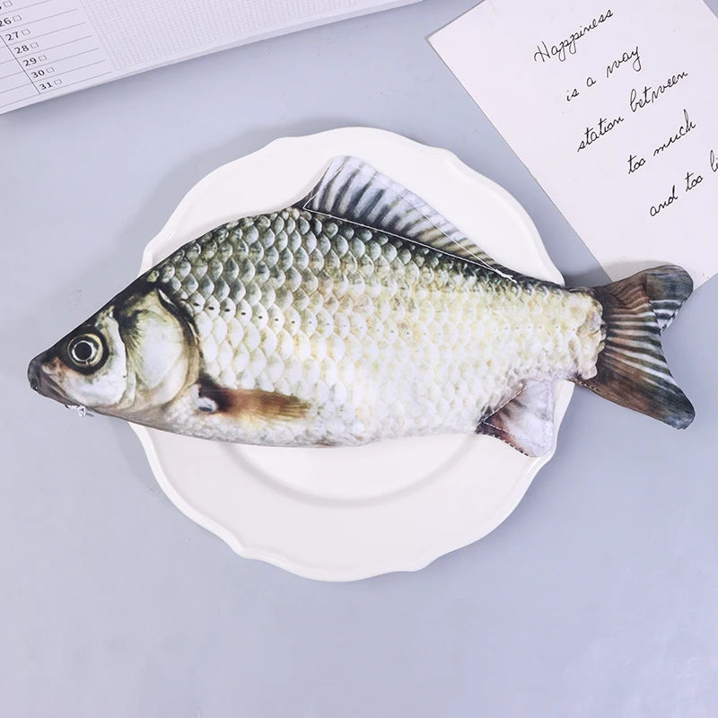 1pc Crucian Carp Pen Bag Realistic Fish Makeup Pouch Case