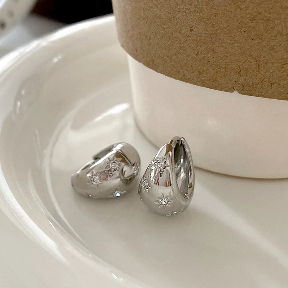 Yupsk Colorful Zircon Rainbow Hoop Earrings For Women