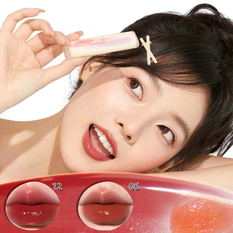 Judydoll Water Gloss Mirror Lipstick Crystal Jelly Lip Gloss Moisturizing Long Lasting Nude Lip Tint Makeup