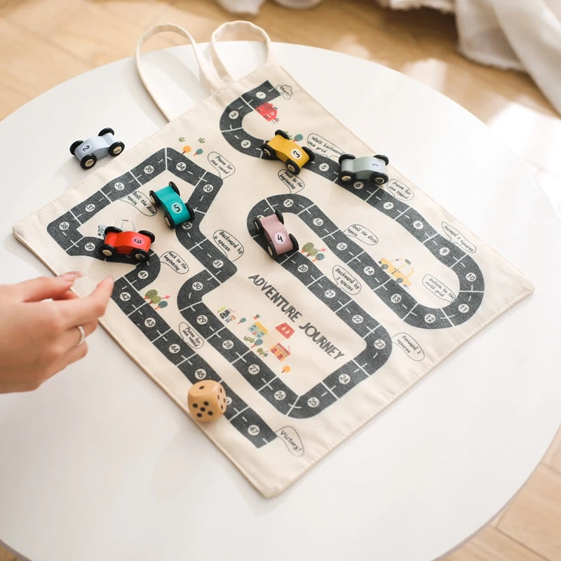 Children's Montessori Traffic Toy Wooden Car Game with Baby City Road Map 35x31 CM Educational Gift for Kids