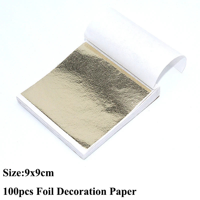 100pcs Imitation Gold Sliver Copper Foil Paper for DIY Crafts