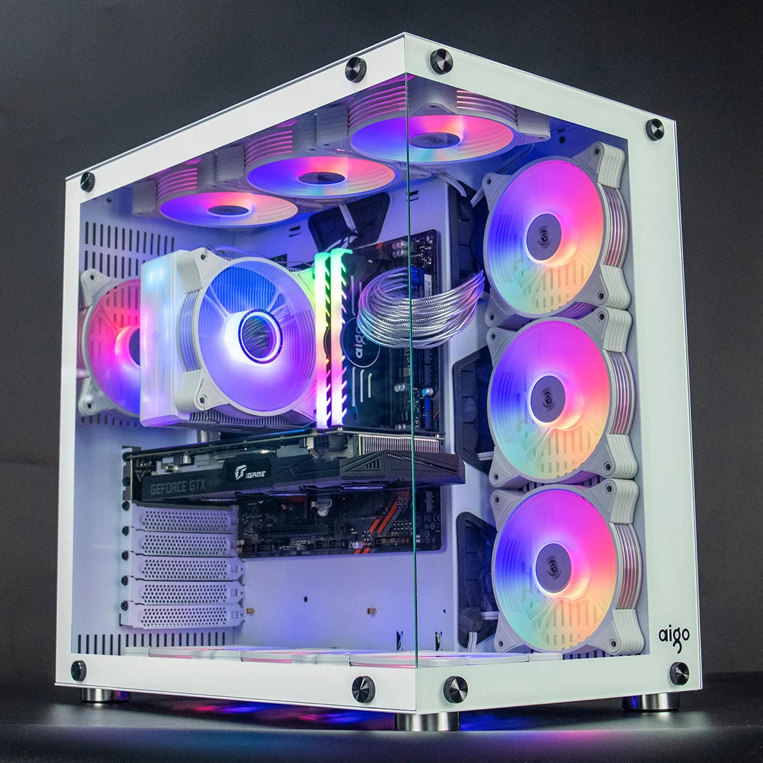 Aigo AR12 White 120mm RGB Fan Cooling Kit for PC Gamer