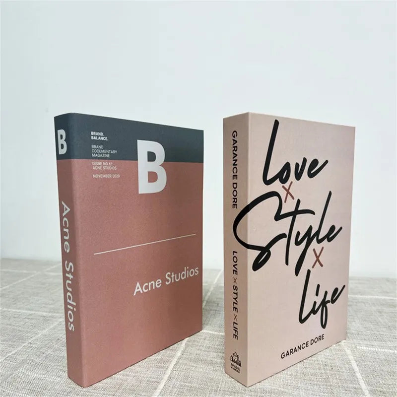 2 Piece Luxury Fake Book Decoration Set for Home and Cafe Decor Vintage Style Ornaments for Study and Club
