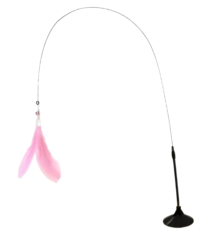 Cat Teaser Stick With Bell Feather Long Rod Suction Cup
