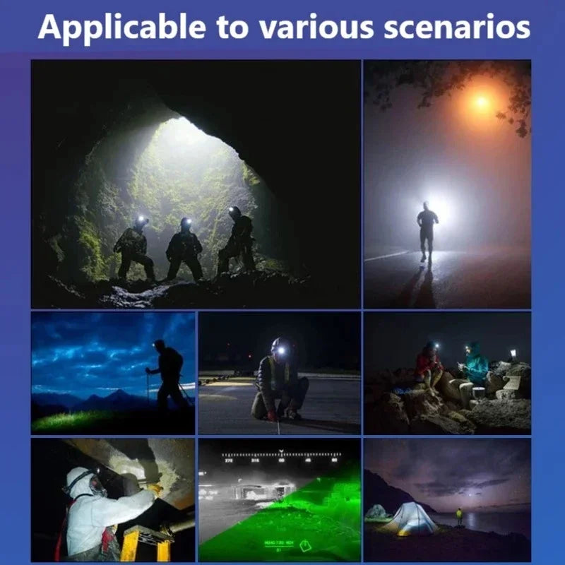 Powerful COB LED Induction Headlamp USB Rechargeable for Camping Fishing Riding