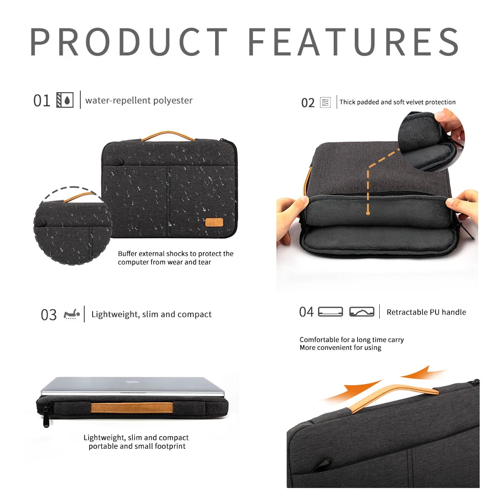 Laptop Sleeve Bag 14 15.6 Inch Shockproof Pouch for MacBook HP Dell Acer