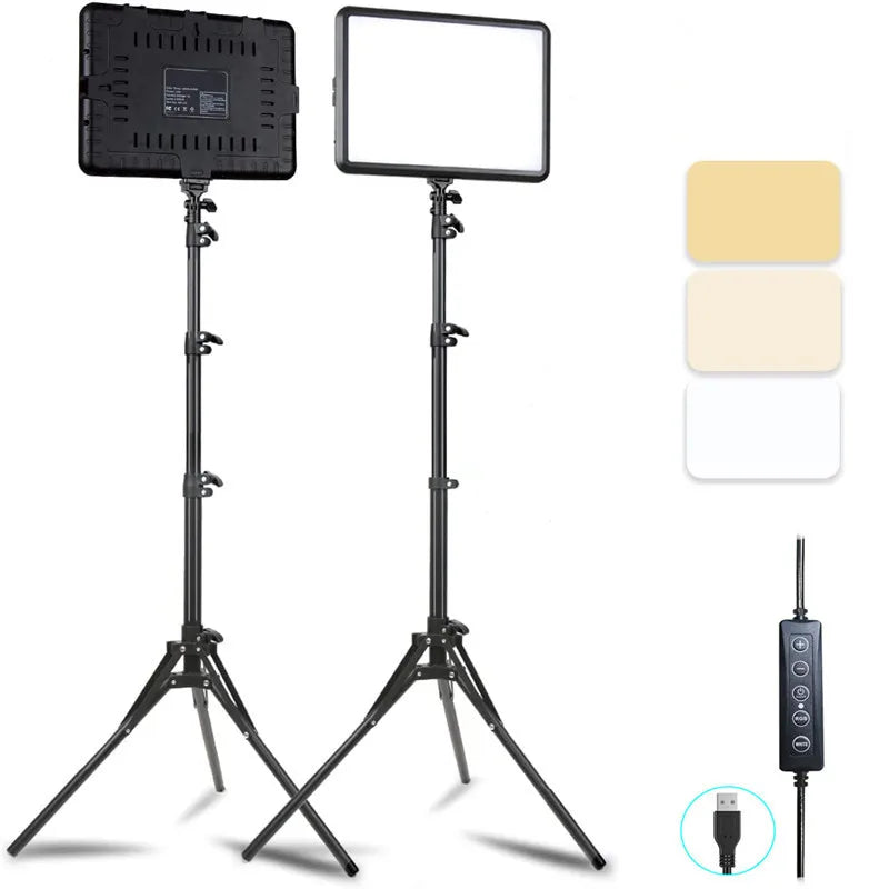 8/12 Inch LED Photography Video Light Panel Kit With Tripod