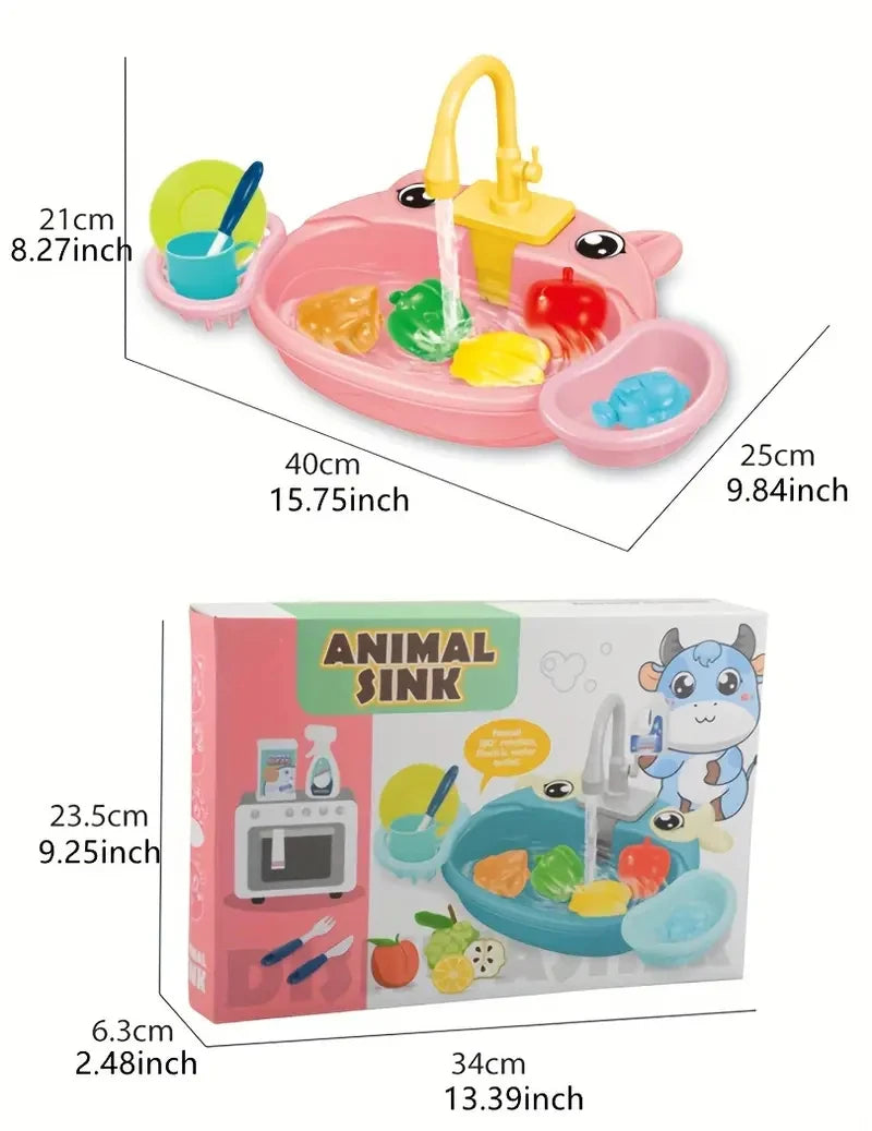 Play House Kitchen Simulation Set with Electric Faucet for Parent-Child Interaction