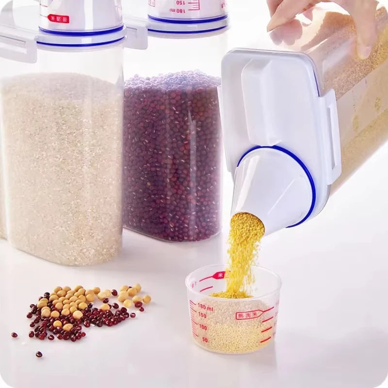 Moisture-Proof Grain Jar Rice Storage Box with Measuring Cup