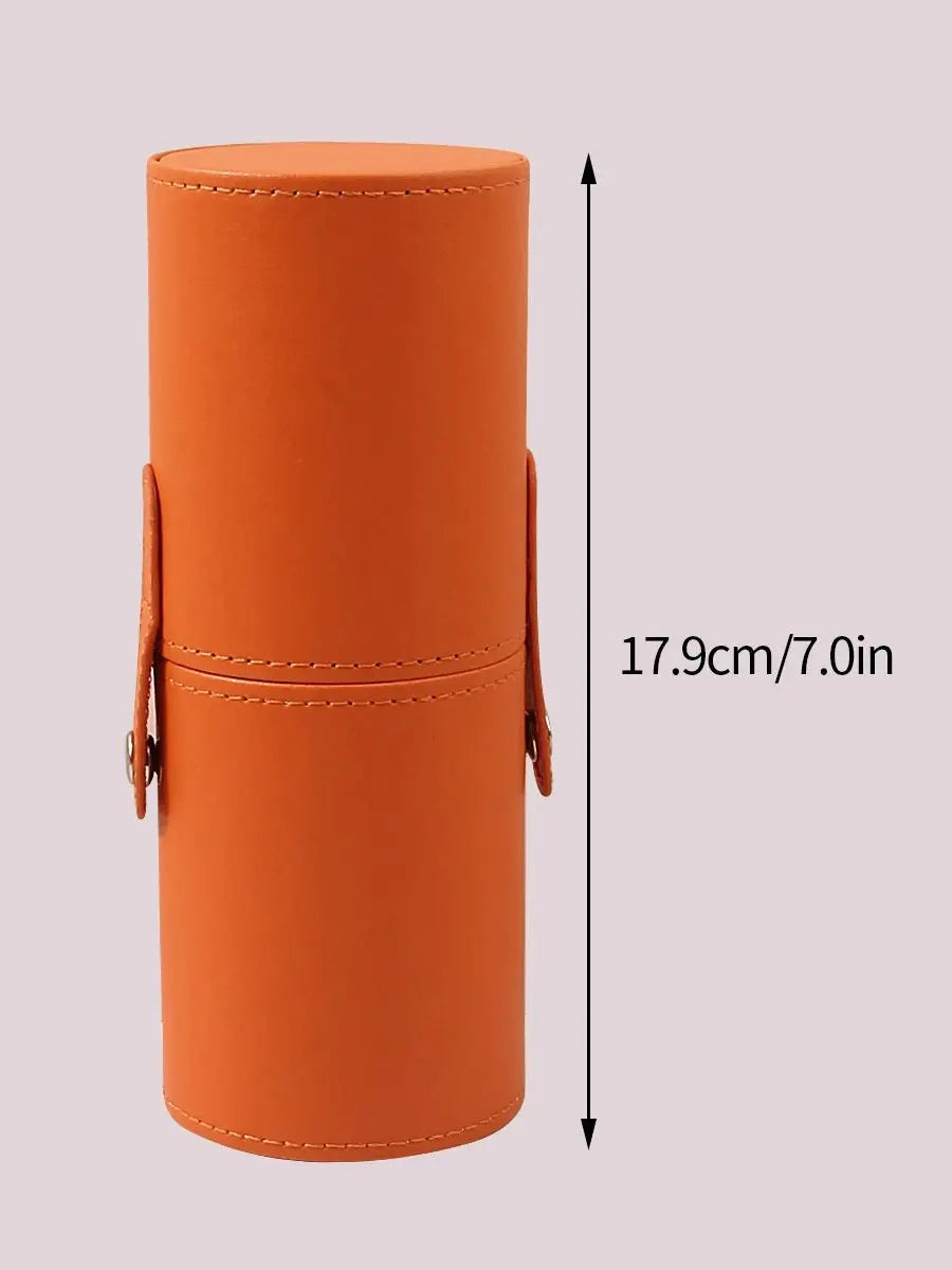 Portable PU Leather Travel Makeup Brush Holder Organizer Bag