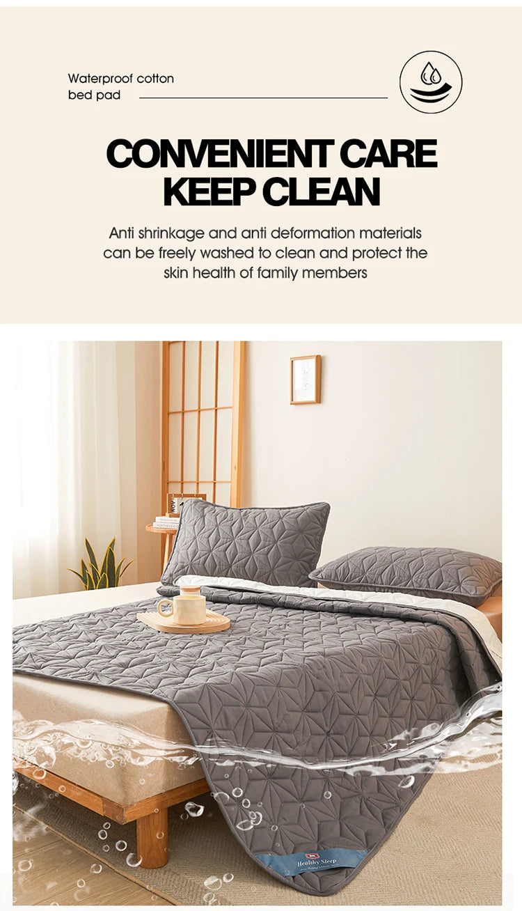 Waterproof Mattress Topper with Elastic Band Quilted Protector Pad for Single/Double Bed 140/160
