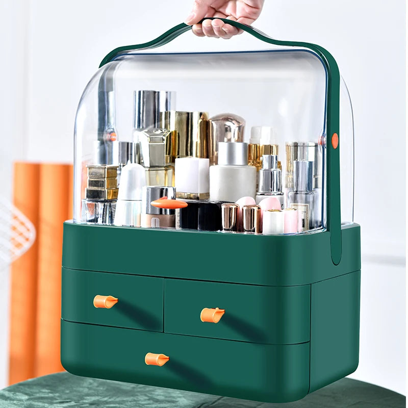 Dust Proof Desktop Makeup Organizer with Drawer for Skincare and Cosmetics Storage