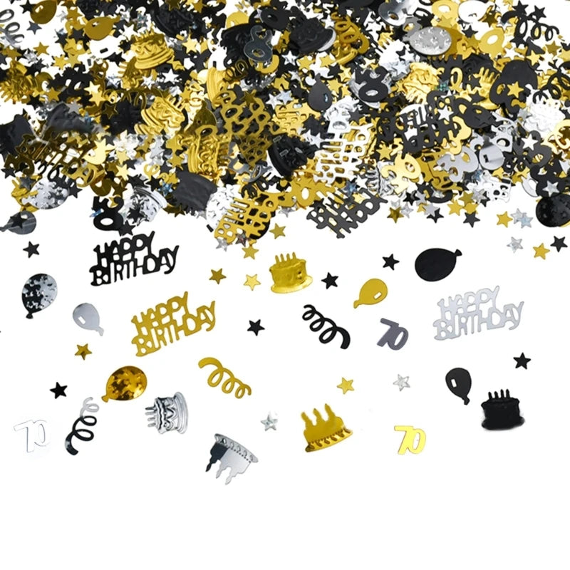 Gold Birthday Party Confetti Table Decorations for Milestone Celebrations Ages 18 to 70