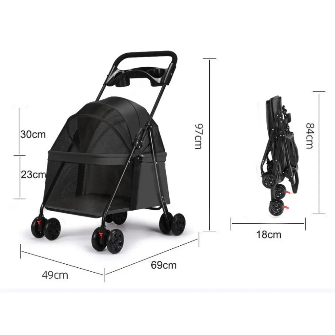 Foldable Pet Stroller Cat Small Dog Cart Puppy Kitten Teddy Car Outdoor Lightweight Folding Pet Stroller