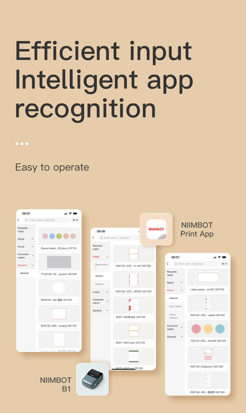 Niimbot B1 Mini Portable Thermal Printer Bluetooth Label Maker