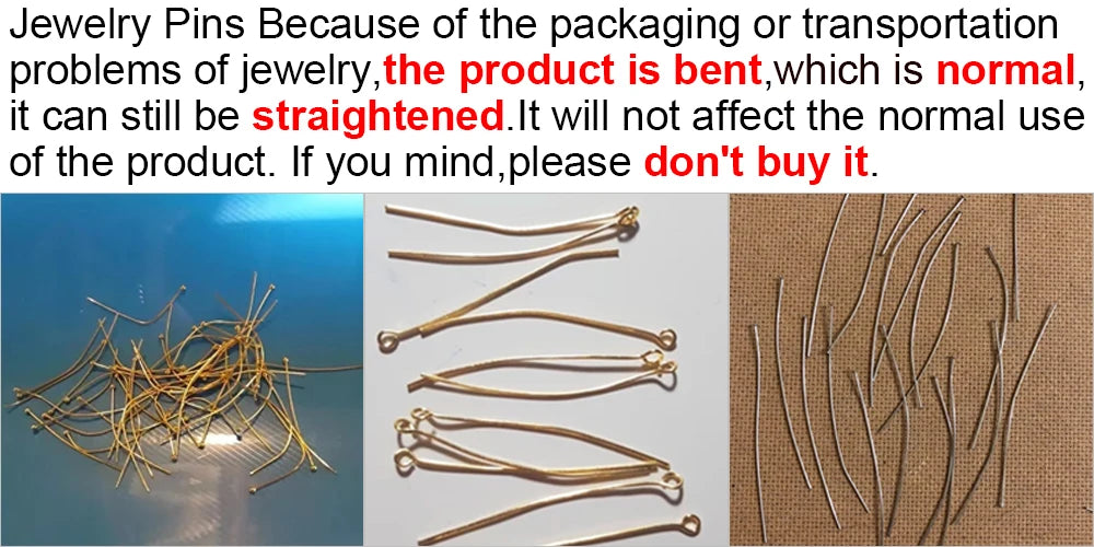 100pcs 15-50MM Stainless Steel Flat Head Eye Pins for Jewelry Making