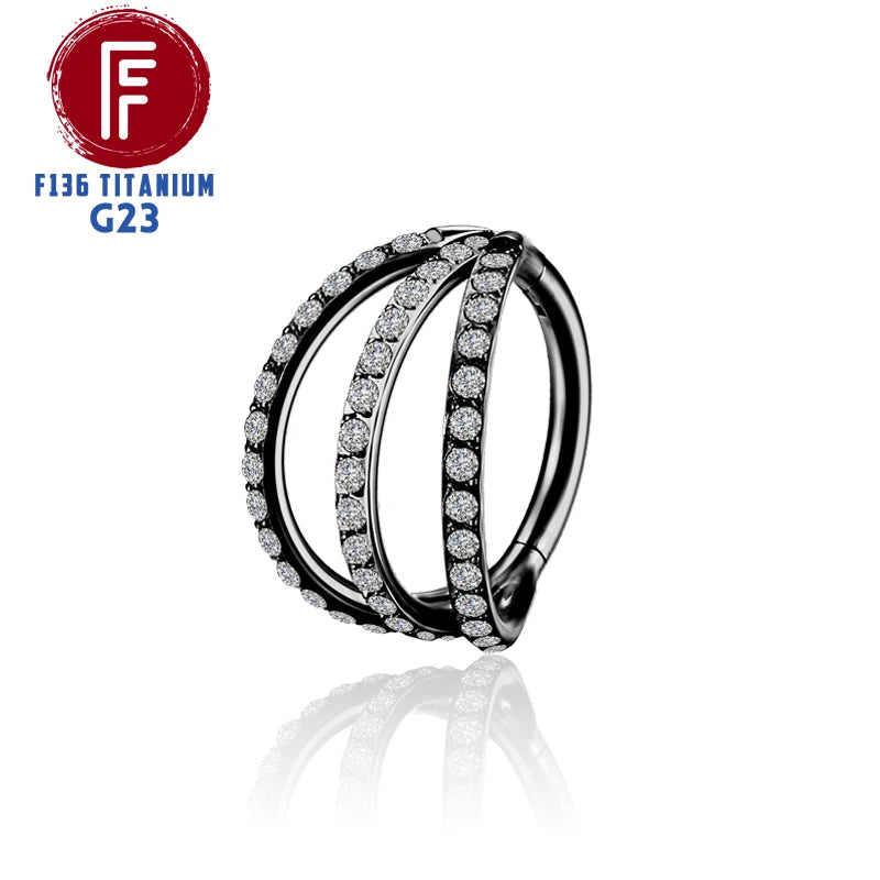 F136 Titanium 3 Layers Nose Rings and Ear Cuff Jewelry