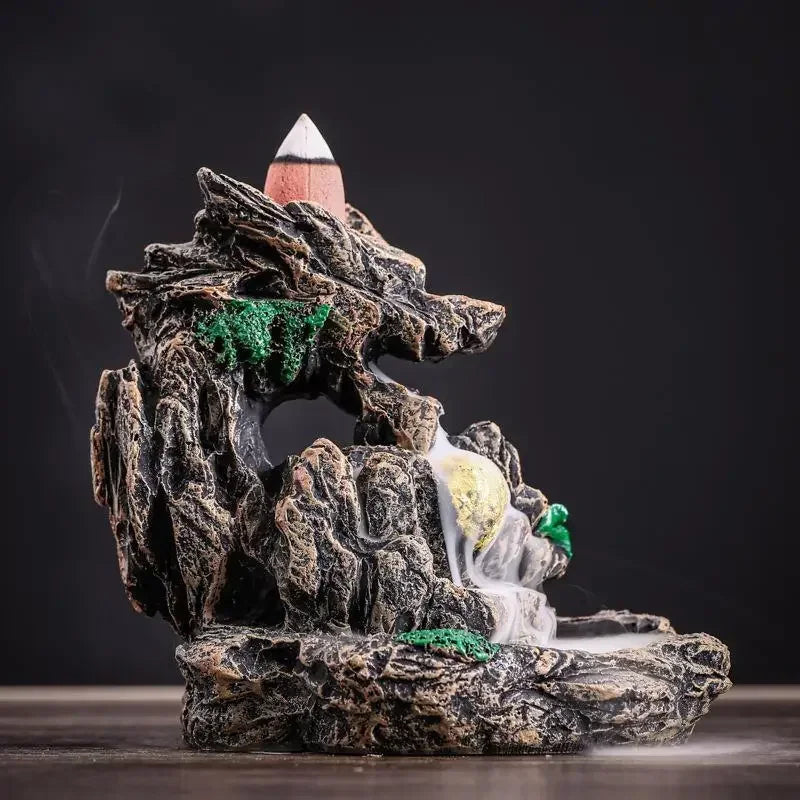 1pc Resin Auspicious Dragon Spitting Incense Burner Waterfall Backflow Holder Home Decor
