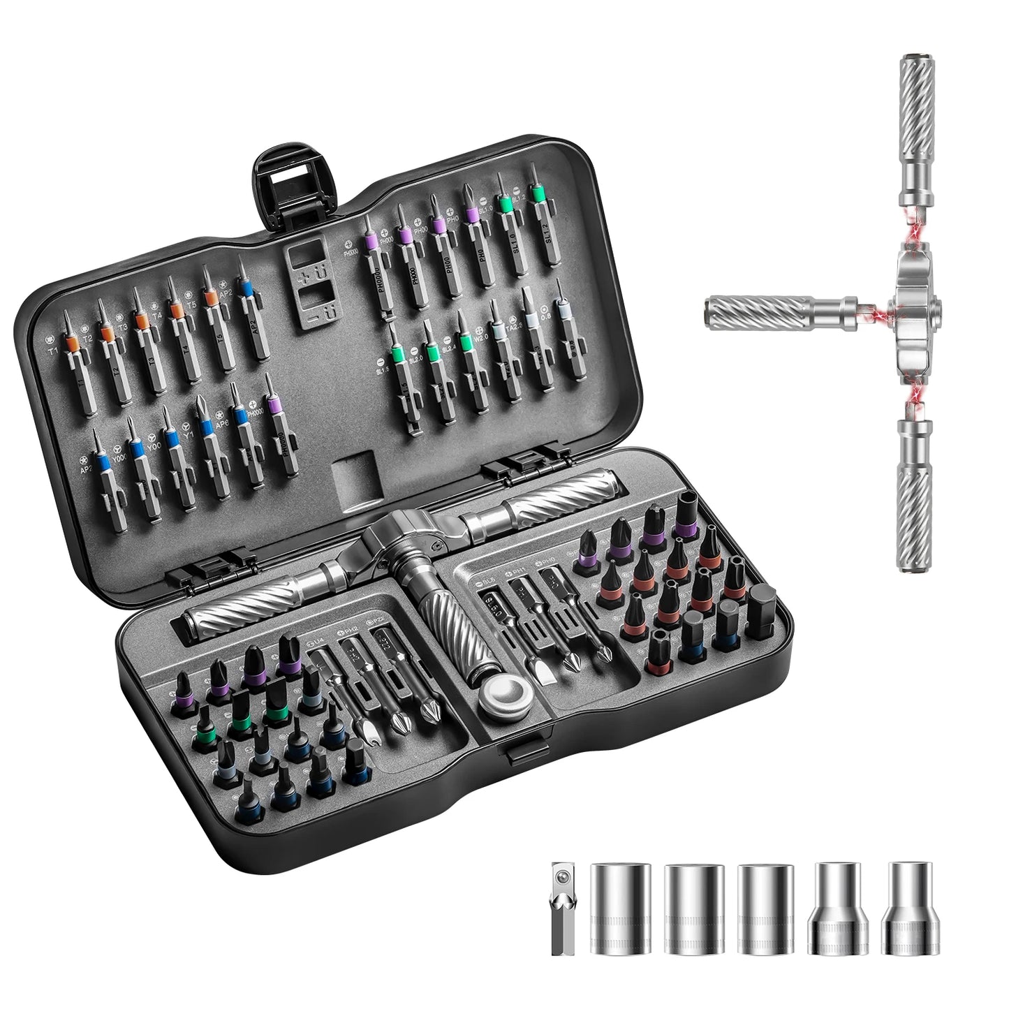 VMAN Precision 66/40in1 magnetic ratchet screwdriver set Detachable T - handle magneticizer Fix furniture, electronics & glasses