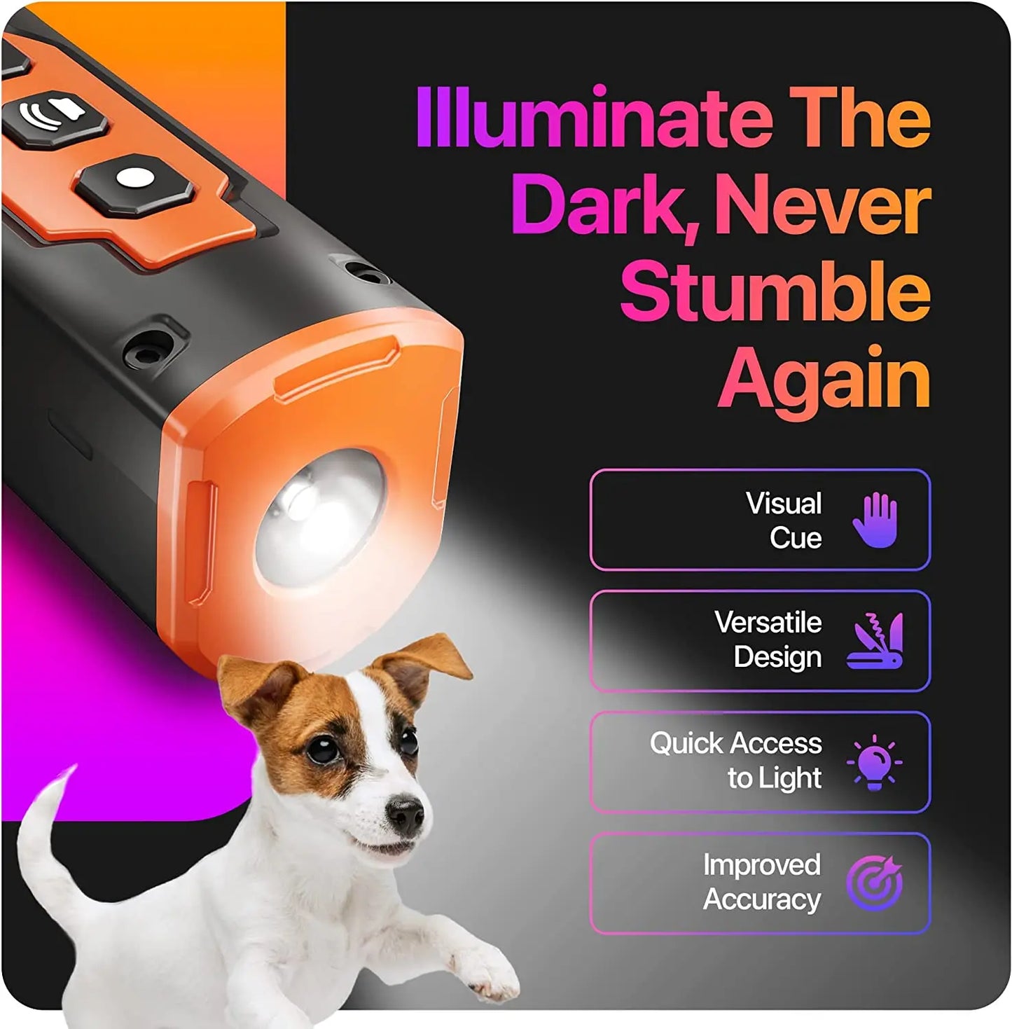 2023 Release Ultrasonic Dog Repeller Training Device Rechargeable Anti Bark Deterrent With LED Flashlight