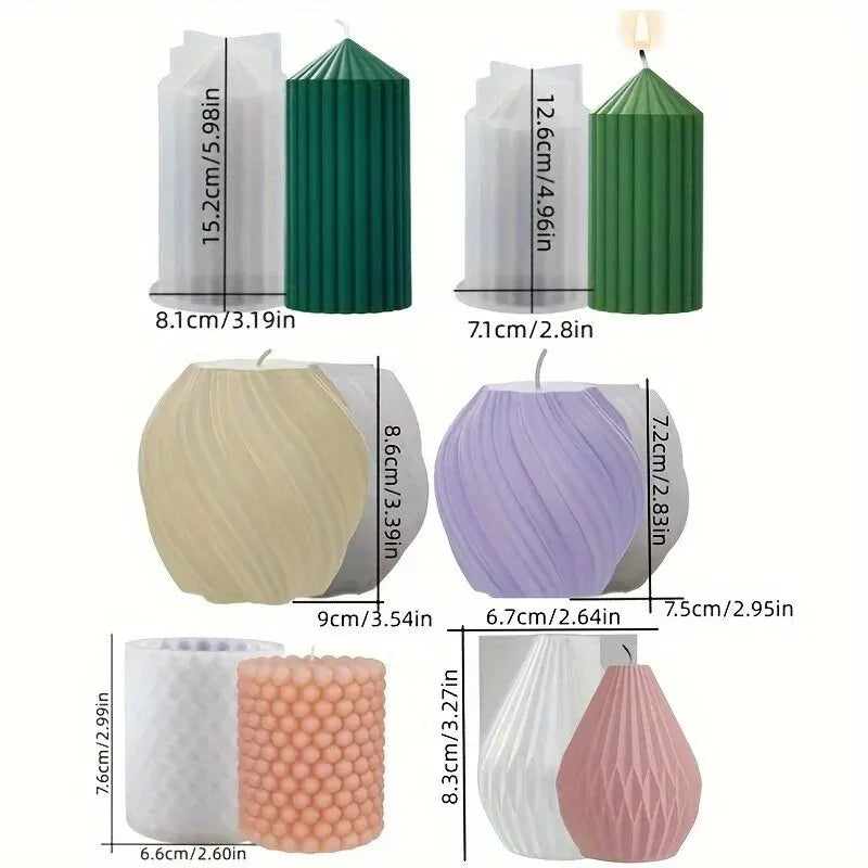 3D Spiral Striped Silicone Mold for DIY Scented Candles and Crafts