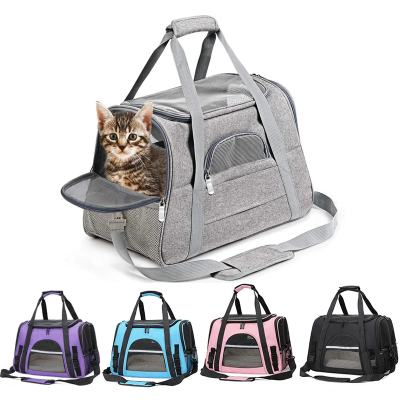 Soft-Sided Pet Travel Carrier Mesh Breathable Bag for Dogs Cats