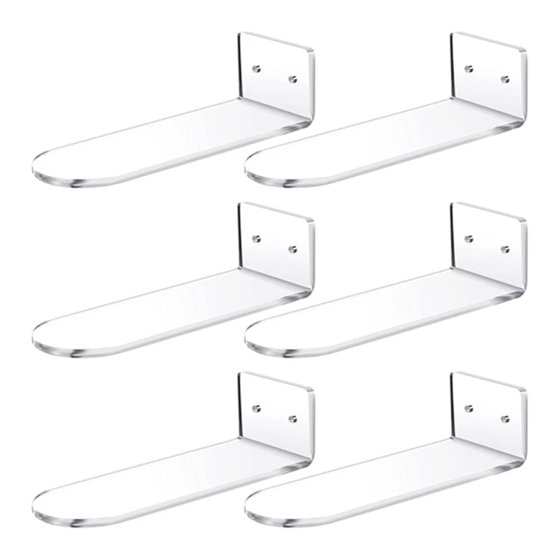 6 Pack Floating Shoe Shelves Acrylic Wall Mounted Display
