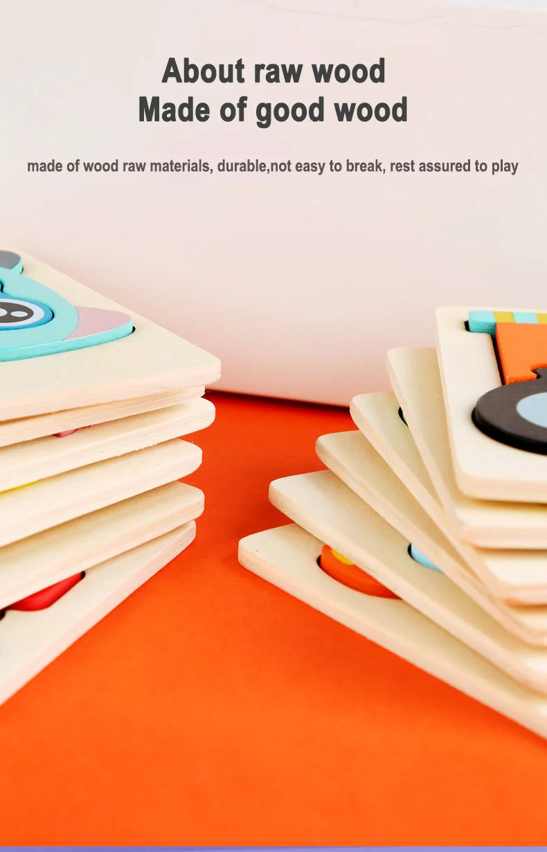 Wooden Puzzle Montessori Colorful Animal Jigsaw Toy for Kids