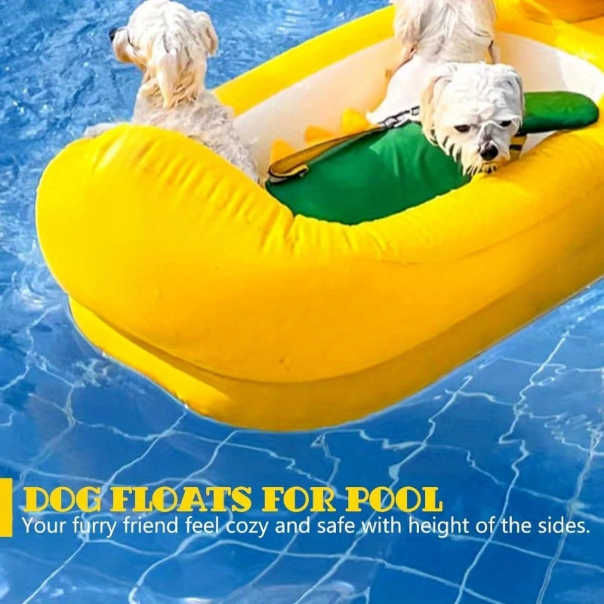 2in1 Dogs Pool Float Inflatable Foldable Pvc Dog Swimming Pool Yellow Duck Float for 22 Lb Pets Summer Pool Interactive Pet Toys