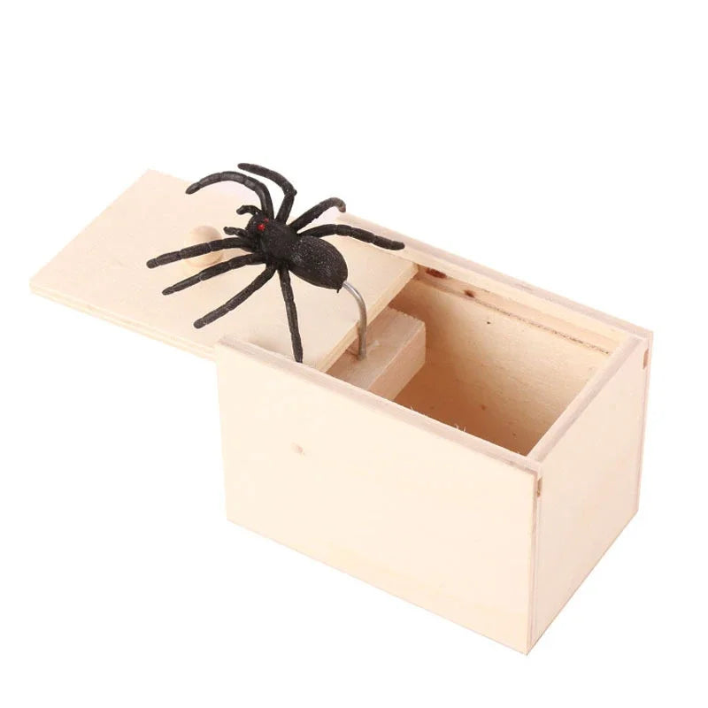 Trick Spider Funny Scare Box Wooden Prank Toy for Friends