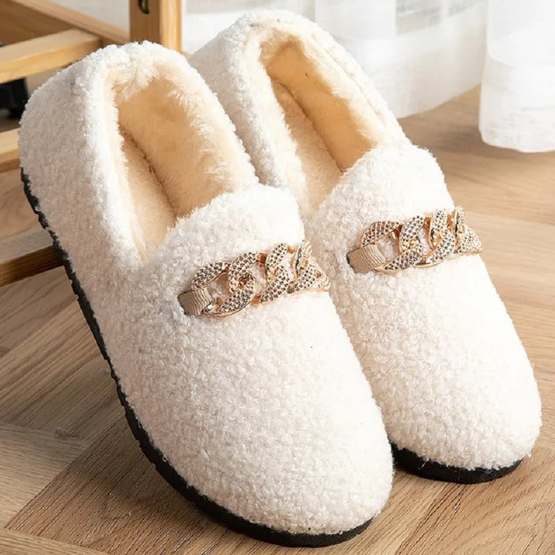 Womens Slippers Warm Plush Lining Slip On Moccassins 2023