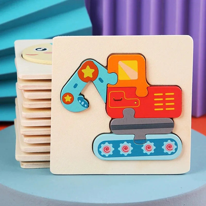 Wooden Puzzle Montessori Animals Colorful Learning Toy for Kids