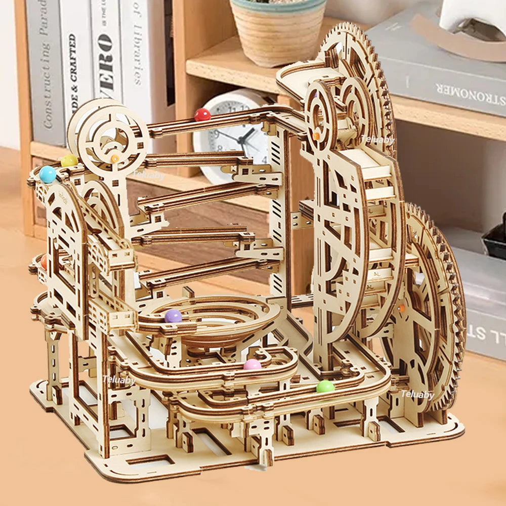 3D Wooden Puzzle Model Kits Marble Run Mechanical Puzzles Self Assembly Educational Toys for Kids and Adults