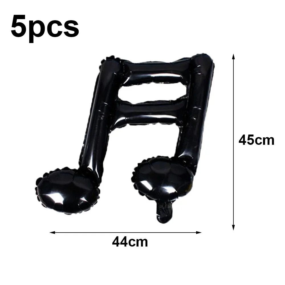 5 Piece PVC Musical Instrument Inflatable Balloon Set with Guitar and Microphone for Kids Birthday and Retro Party Decorations