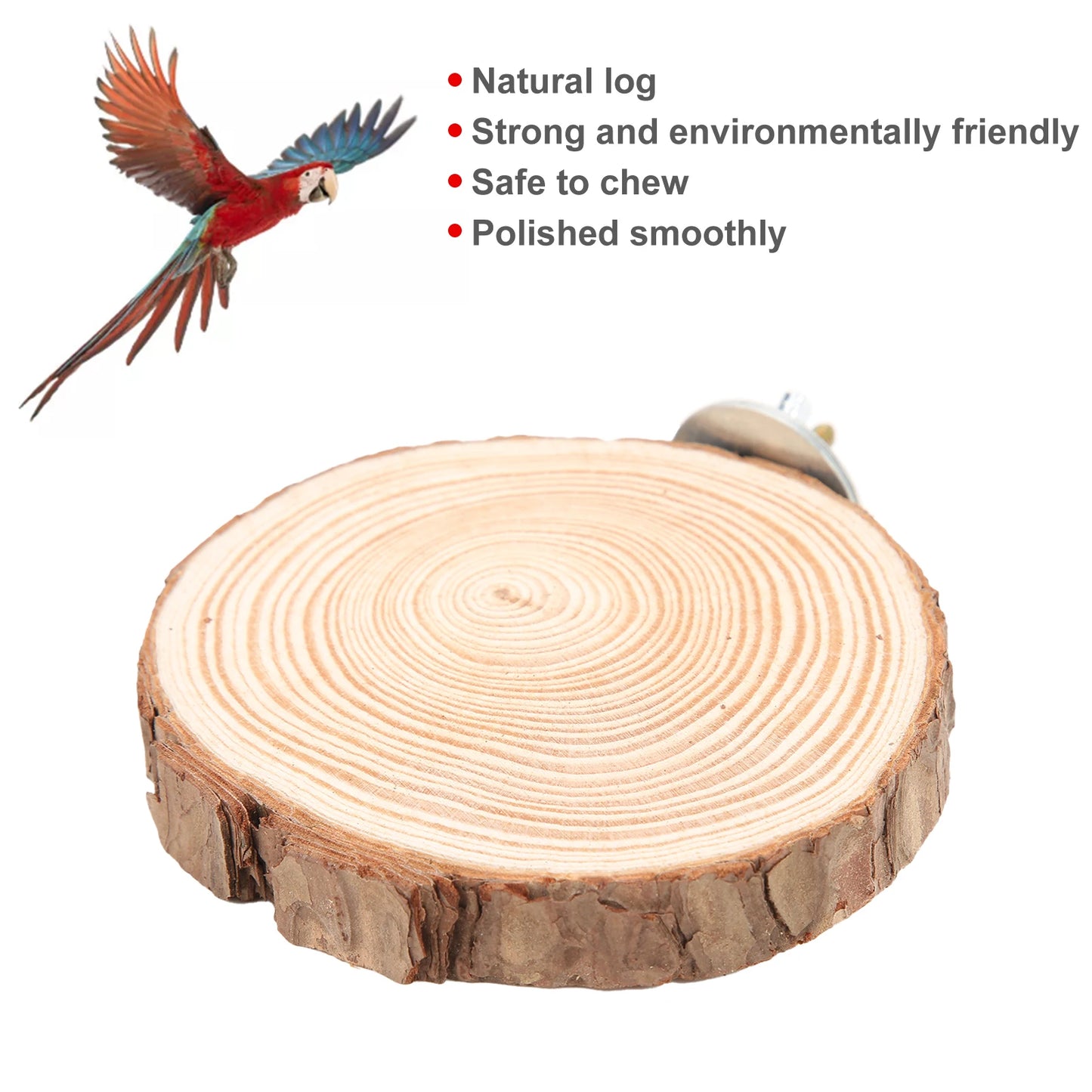 Birds Round Perch Natural Wooden Stand for Cage Birds Parrots Biting Standing Round Natural Wood Stand for Bird