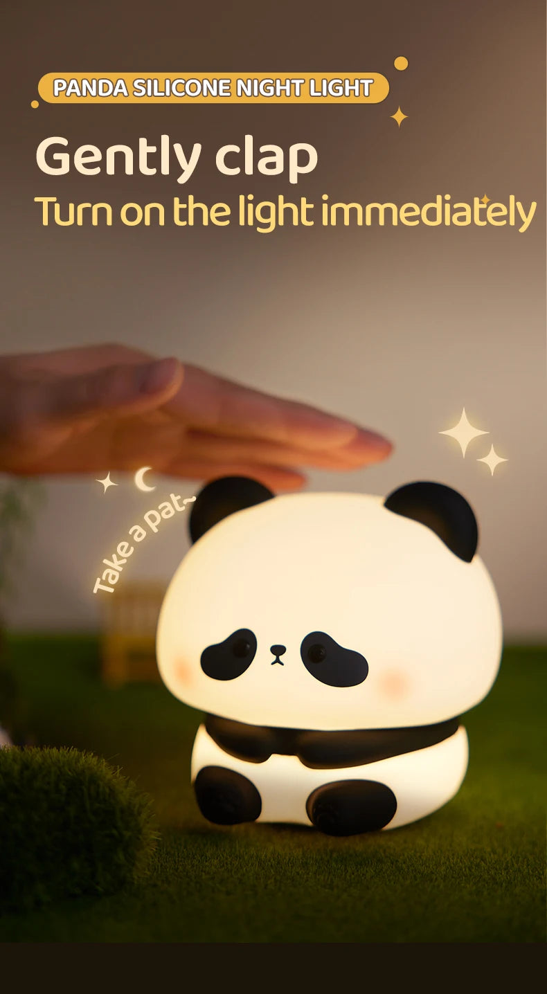 Panda LED Night Light Cute Silicone Touch Lamp USB Rechargeable Bedroom Decor Perfect Children's Gift