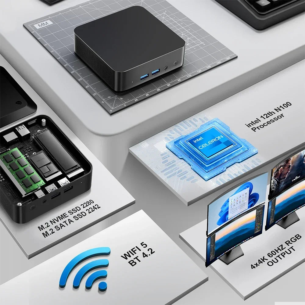 Chatreey T9 Mini PC Intel Alder Lake N100 4K 60Hz Dual SSD