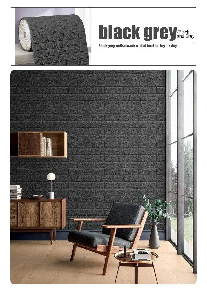 70cm*2m 3D Soft Foam Brick Wallpaper Roll Self Adhesive Decor