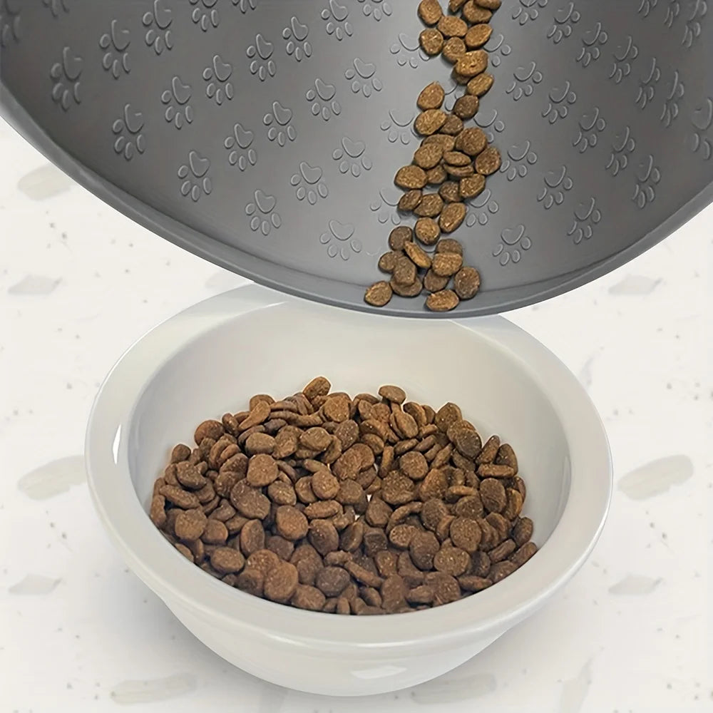 Pet Placemat Non Slip, Paw Print Design Keeps Floors Spotless Pets Content, Easy Clean Silicone mat