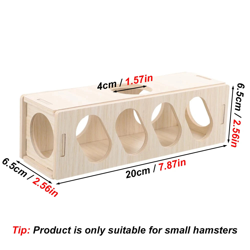 1 pc Wooden Hamster Tunnel Escape Toy Maze Hideout Tube Chew Toys Teeth Grinding Toys for Small Animal Pet Hamsters Guinea Pigs