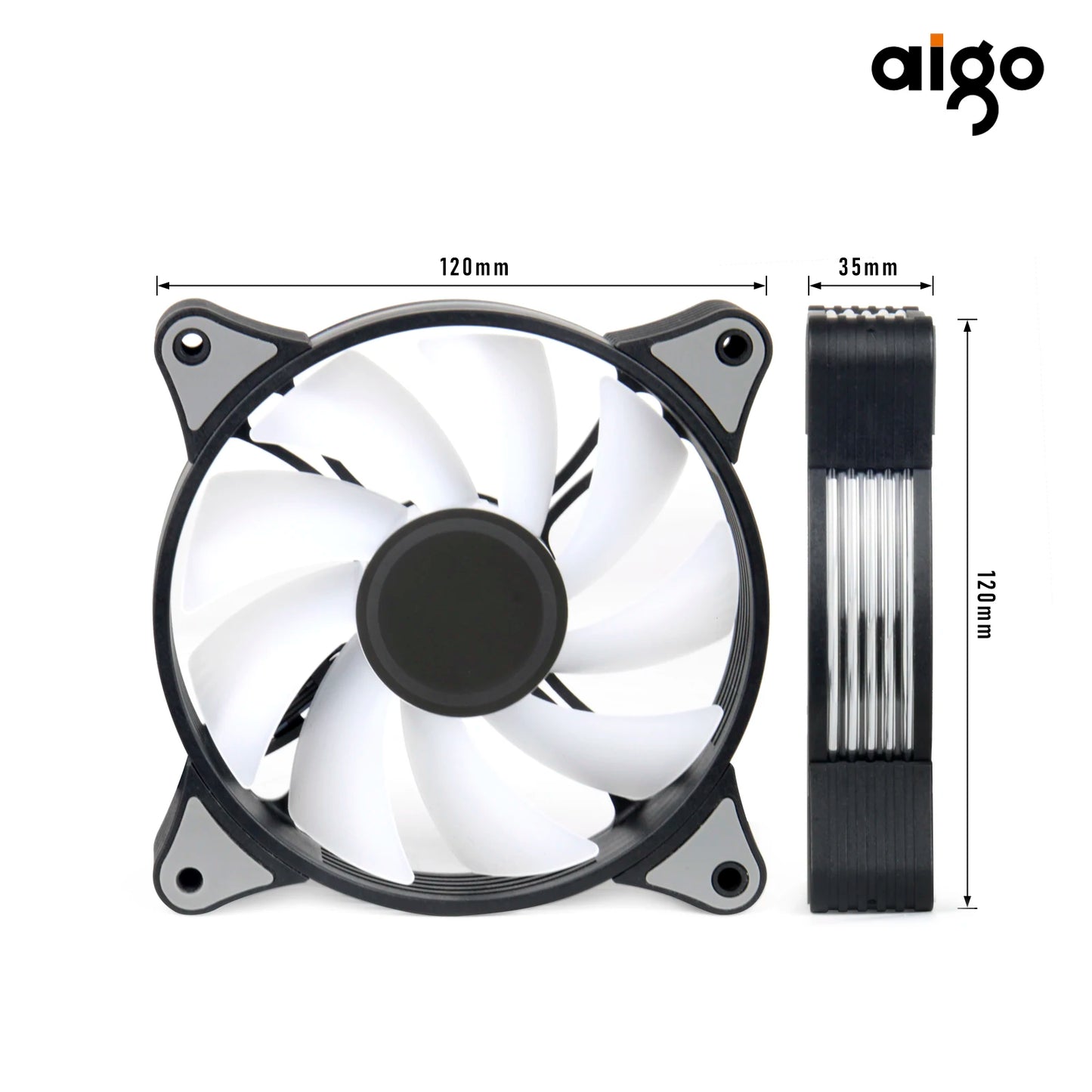 Aigo AR12PRO 120mm RGB Computer Case Fan 4pin PWM Cooling