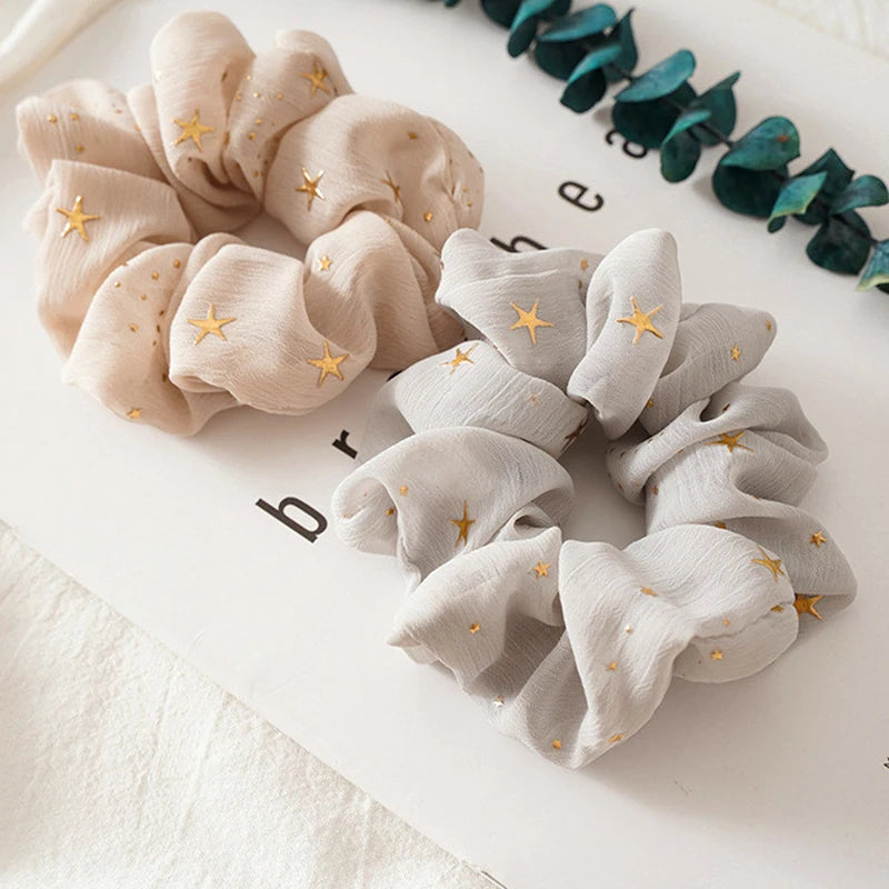Hair Tie Solid Color Star Dotted Ponytail Accessories