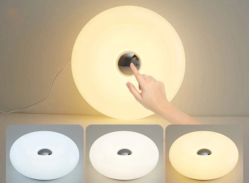 Bauhaus Table Lamp with USB Plug Modern Bedroom and Living Room Decorative Donut Ambient Light
