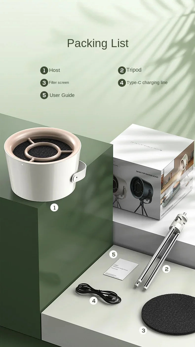 2024 New Portable Exhaust Fan Small Kitchen Hood Extractor USB Mini Suction Cooker Hood